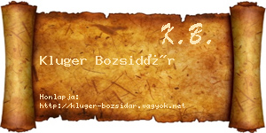 Kluger Bozsidár névjegykártya